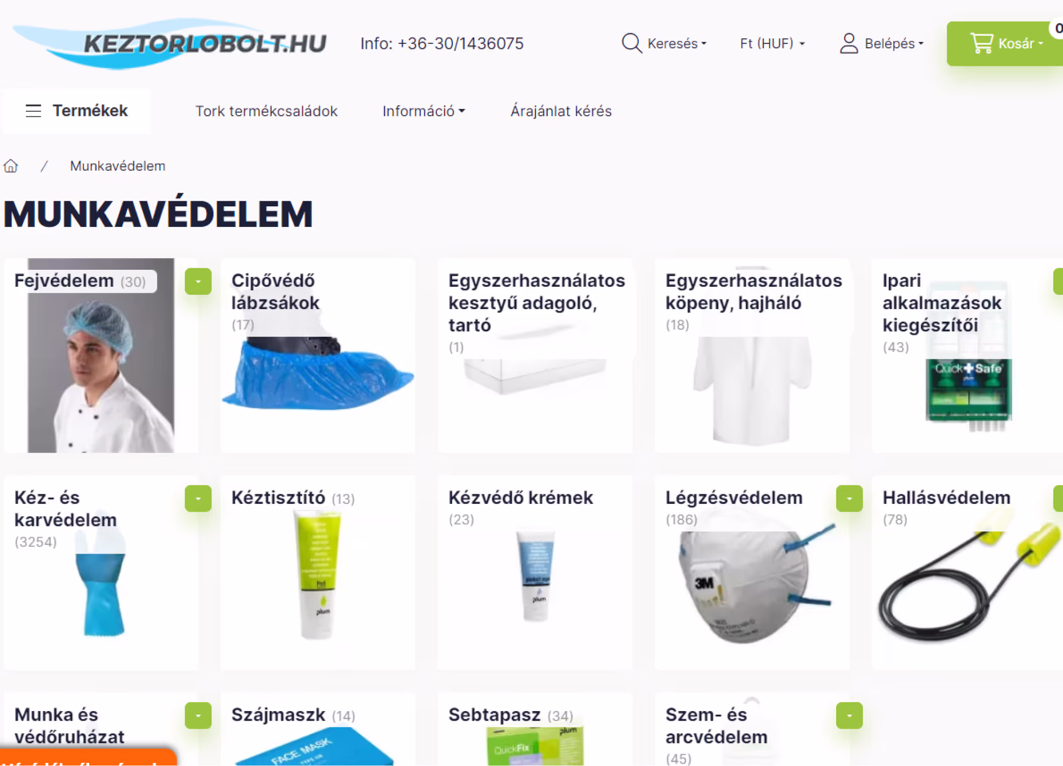 Kéztörlőbolt weboldal előnézet